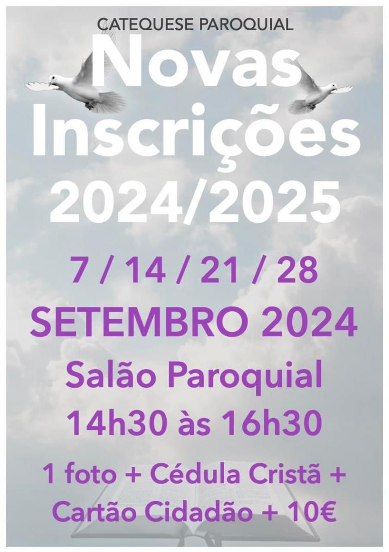 Inscrições para a catequese 2024/2025